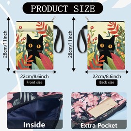 craspire Book Cover with Cat Motif, Book Cover Bag, 11 x 8.7 Inches, Washable Fabric Book Protector with Zip, Front Pocket for Hardback Paperbooks, Reading Accessories, Reader, Librarian