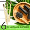 Lingito 6-Pack Natural Charcoal Bamboo Toothbrushes | BPA Free Soft