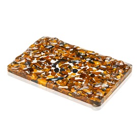 Vinsiora Soap Holder Modern Resin Decorative Tray for Bathroom Shower Multiuse Design 4.72x3.14x0.7 inches (Tiger Eye Soap Rack)