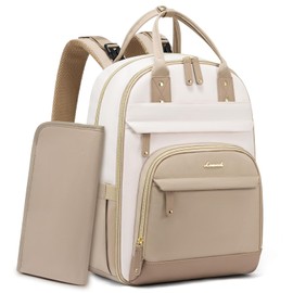 LOVEVOOK Diaper Bag Backpack, Baby Bag with Changing Pad, Large Diaper Backpack Boy Girl, Waterproof Baby Registry Bag for Mom Dad with Stroller Buckles, Beige-khaki