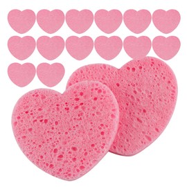 ABOOFAN 20 Esponjas Faciales Exfoliantes en Forma de Corazón – Pulpa de Madera y Algodón para Limpieza Profunda, Desmaquillar y Exfoliar – Paquete para Uso Diario y Viaje, Seguras para Todo Tipo de Pi