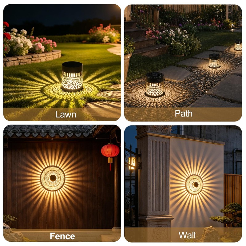 Veeydrut Solar Mandala Wall Lights, Waterproof Metal Outdoor Fence Decor