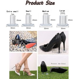 Yharnamite 20 Pairs High Heel Protectors for Shoes Women, 4 Sizes High Heel Stoppers, Protecting Shoe Heels, Grass Heel Protector, Heel Repair Caps Covers for Wedding, Outdoor Activities (Transparent)