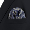 S&W SHLAX&WING Men's Blue and Gold Paisley Wedding Pocket Square,