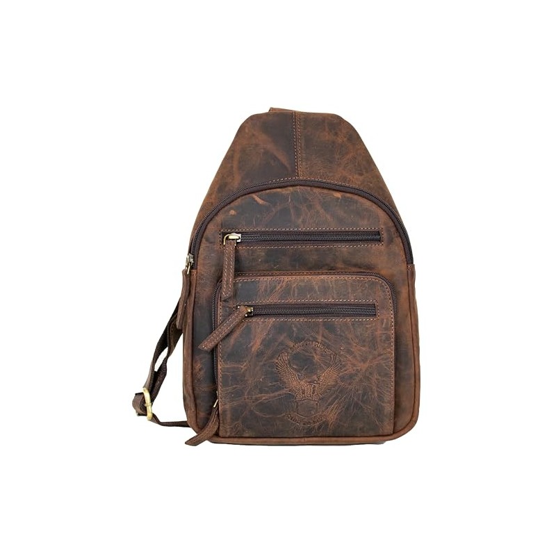 MDM Backpack Shoulder Bag Men's Leather Sling Bag Made of