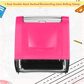 Nezyo Double Dashed Handwriting Lines Practice Roller Stamp Self Inking Quickly Line Rolling Teacher Stamps Sentence Strips Practice Tools for Kids Teachers Parents Educators Classroom Office, Pink