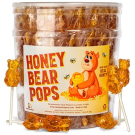 Honey Bear Pops Lollipop Suckers: Individually Wrapped Baby Bear Candy on a Stick by Espeez - Honey Bears (115 Count)