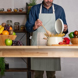 Sancarlos Recycled Noma Kitchen Apron with Pocket, Green, Cotton Material