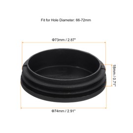 sourcing map 6 Pcs Round Plastic Plug, Black Tubing End Cap Plugs, 74mm(2.91 Inch) Furniture Leg Pipe Insert, Glide Protection for Chair, Sofa, Table, Shelf