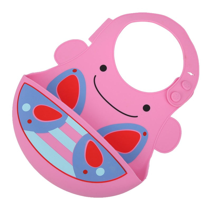 Silicone Cartoon Pattern Baby Bib Infant Waterproof Adjustable Portable Eating