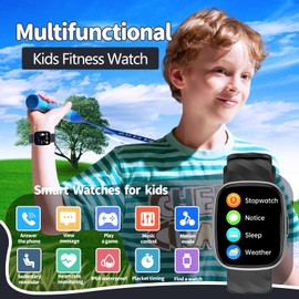 Alutoria Smartwatch Children, Children's Phone Watch Sport Fitness for Children, IP68 Waterproof, 100+ Sports Modes, Notifications Messages, Fitness Tracker for Boys Girls, Light Black