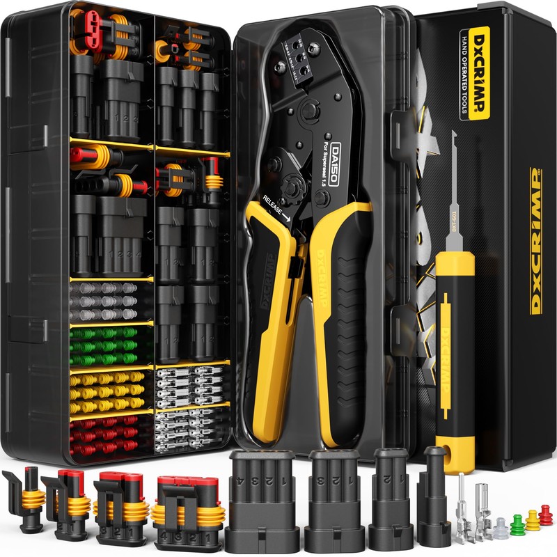 DxCRIMP Waterproof Automotive Electrical Connectors Crimping Tool Kit, 1/2/3/4 Pin