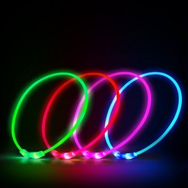 NOVKIN LED Dog Collar, Rechargeable Light Up Dog Collars,IP67 Waterproof Dog Lights for Night Walking，Adjustable, Reusable Safety Necklace for Small Medium Large Dogs (Green)