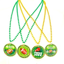 afson 12Pcs Super Bowl Football Bead Necklaces Party Medal Necklaces Sports Event Football Necklace Party Supplies
