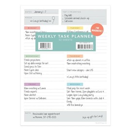 TF Publishing Simply Weekly Color Coded Task Pad - 6in x 8in Magnetic Weekly To Do List Notepad with 52 Tear-Off Sheets - Undated Planner Pad in Premium Paper