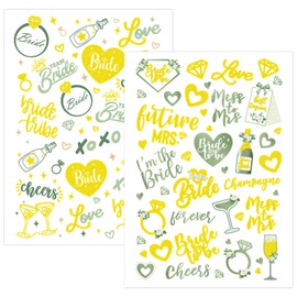 2 Sheets Hen Party Tattoos, Gold Team Bride Tattoos, Hen Party Temporary Tattoo for Girls Women Bridesmaid Bride to Be Tattoo Wedding Stickers Bridal Shower Bachelorette Accessories