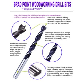 Wood Brad Point Drill Bit Set 3/8 in. 10Pcs Spur Point Stubby Woodworking Drill Bits