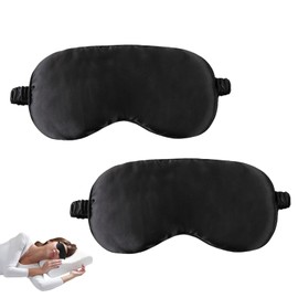 Pack of 2 Silk Sleeping Masks, Comfortable Sleeping Mask for Pause, Travel or Peaceful Sleep for Men and Women (Black)