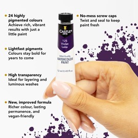 Castle Art Supplies 24 x 12ml Watercolor Paint Set | New Improved Formula | Value for Adult Artists | Quality, Intense Colors | Just Squeeze the Tube, Mix with Water and Get Creative (New Improved Formula)