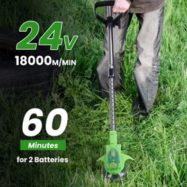 Weed Wacker Cordless, 24V Electric Lawn Mower Rechargeable Weed Cutter with 3 Types Blades, Electric Grass Trimmer Battery Powered Lawn Edger for Garden and Yard