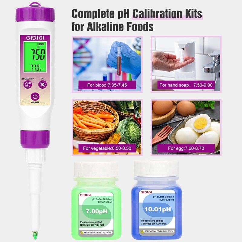 GIDIGI pH Meter Food Digital Electronic pH Tester for Fermentation