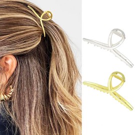 CAKURE Metal Hair Clips Gold Claw Clip Small Hair Clips for Thin Hair Hair Accessories for Women and Girls (Pack of 2)