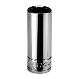 Capri Tools 14 mm Deep Socket, 1/4 in. Drive, 12-point, Metric