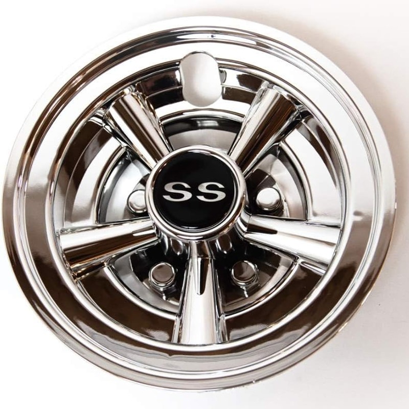 Chrome Golf Cart Hub Caps 8 inch Set of 4