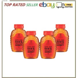 Nature Nate's Nate's 100% Pure, Raw & Unfiltered Honey, Award-Winning Taste - 8 oz  (4 Pack)