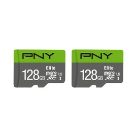 PNY 128GB Elite Class 10 U1 microSDXC Flash Memory Card - 100MB/s, Class 10, U1, Full HD, UHS-I, Micro SD (Pack of 2)