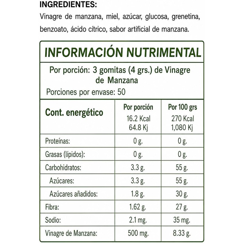 Gomitas de Vinagre de Manzana y Miel de Abeja Vingrett