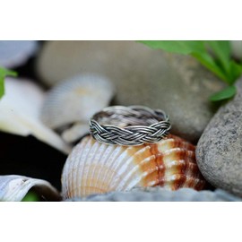 ZÄERA Braided Viking Ring, 5 mm, Vintage Braid Pattern, Bohemian Midi Ring, Hand Forged, 925 Sterling Silver, Sterling Silver, No Gemstone