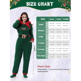 FancyFun Adult Christmas Onesie for Women Pajama Green Elf Outfit One Piece Holiday Santa with Belt Socks