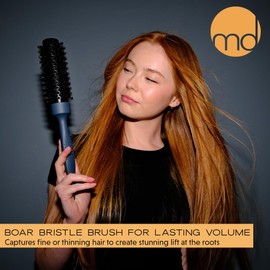 mdlondon BRUSH Boar (32mm Dia. Barrel). Small Round Hair Brush for Fine or Thin Hair, Boar Bristle Brush for Short Hair, Round Blow Dry Brush, Boar Brush - Genuine mdlondon Hairbrushes for Women & Men