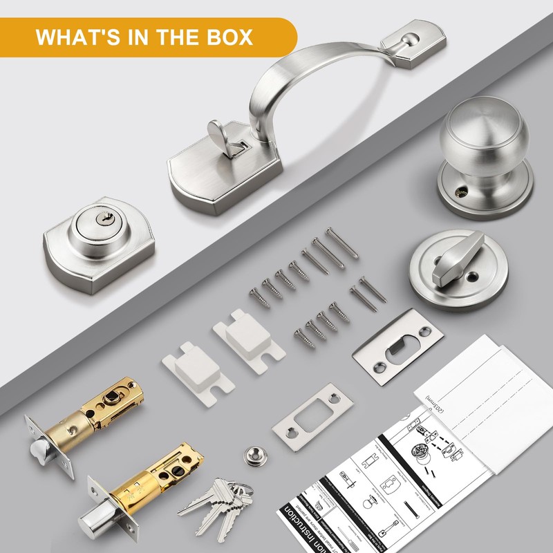Probrico Brushed Nickel Door Locks for Front Door, Entry Door