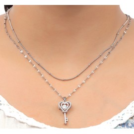 Layered Silver Necklaces for Women, Sterling Silver Stack Choker Necklaces Trendy Real Gold Plated Disc Circle Pendant Chain Dainty Necklace Set Jewelry