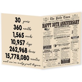 YiKaLus Big 30th Marriage Anniversary Card for Husband Wife, Unique Pearl Wedding Aday Gifts for Parents, 30 Year Anniversary Decorations