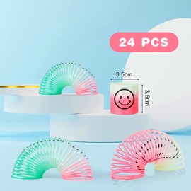 flintronic 24Pcs Rainbow Spring Toy, Spring Party Bag Fillers Rainbow Mini Smile Toys, Smile Rainbow Games Springy Party Favour for Kids Boys Girls Party Gift Prizes