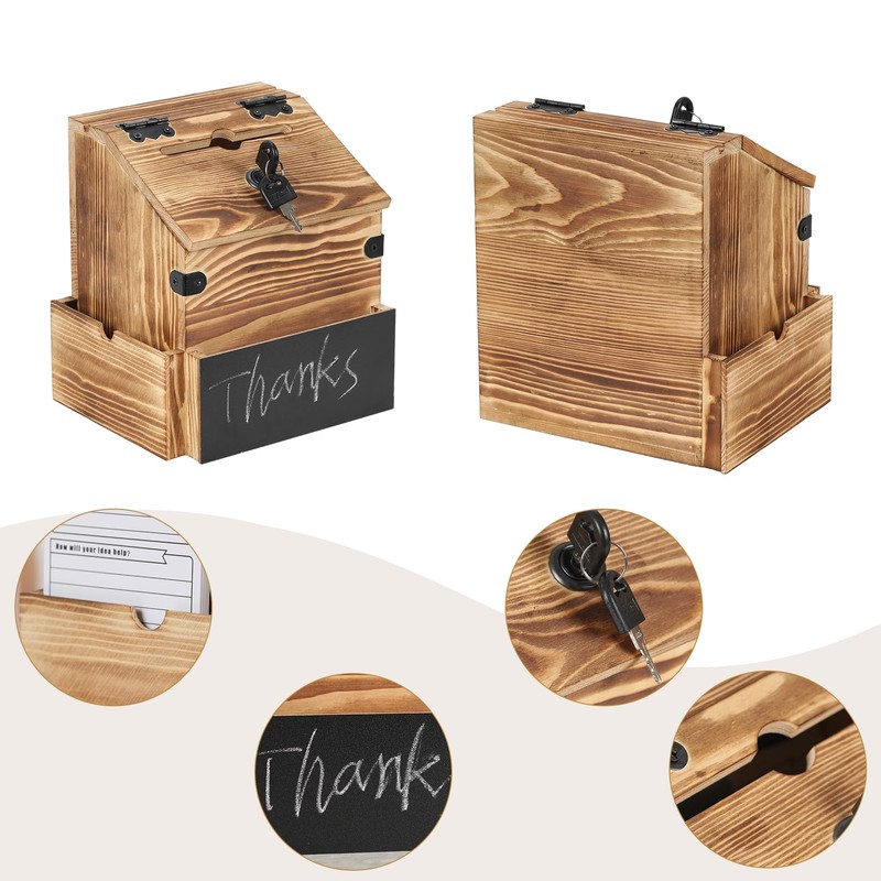 Optyuwah Wooden Suggestion Box, Name Plate Letter Box with Newspaper