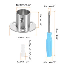 HARFINGTON 4pcs Stainless Steel Closet Rod Holder Set High-Leg 0.89" Dia Shower Rod Flange Socket Wardrobe Bracket with Screwdriver and Expansion Tube for Closet Shelf Wardrobe Shower Curtain