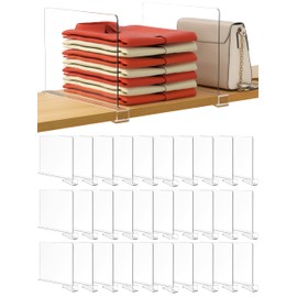 HBlife 30 Pack Clear Shelf Dividers, Vertical Purse Organizer for Closet Perfect for Sweater, Shirts, Handbags in Bedroom and Kitchen, Adjustable Acrylic Bookshelf for Organization