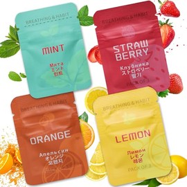 HOKHIM Vape Breathing Necklace Core Refills – 12-Pack for Mindful Breathing Necklace - for Breath Practice, Calming, Relaxation & Focus - Mint, Lemon, Orange & Strawberry (4 Flavors)