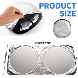 Auto Sonnenschutz Für Frontscheibe Windschutzscheibe Sonnenblende Sommer Falten Sonnenschutz für Frontscheibe Auto Sonnenblende für Autoscheibenabdeckung Gegen Strahlung Sonne Staub (160 x 85 cm)