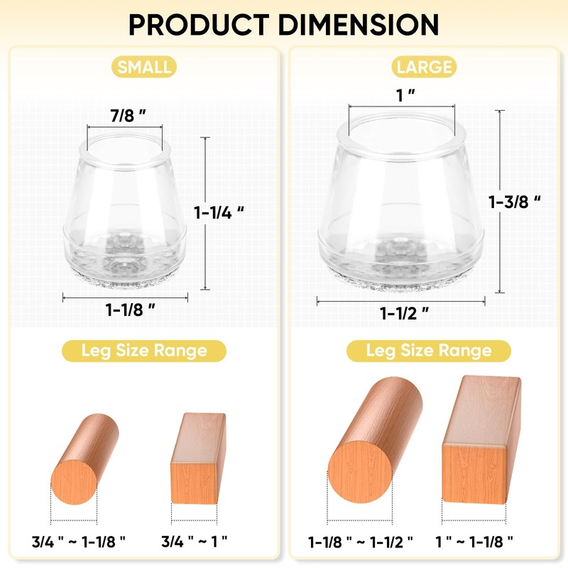 BALEINE 24 Pack Silicone Chair Leg Floor Protectors, Stool Leg