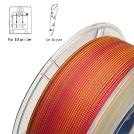 HUAFAST Silk Tri Color PLA 3D Printer Filament 1.75mm +/- 0.03mm 3D Printer Filament Spool Filament Bundle 1kg(2.2lbs) for Most FDM Machine and 3D Pen (Red/Yellow/Blue)