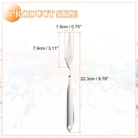 HARFINGTON 2pcs Palette Knife Painting Tool 8.78" 304 Stainless Steel Large Serrated Spatula Painting Pallet Knives with Hole Design for Acrylic Canvas, Silver