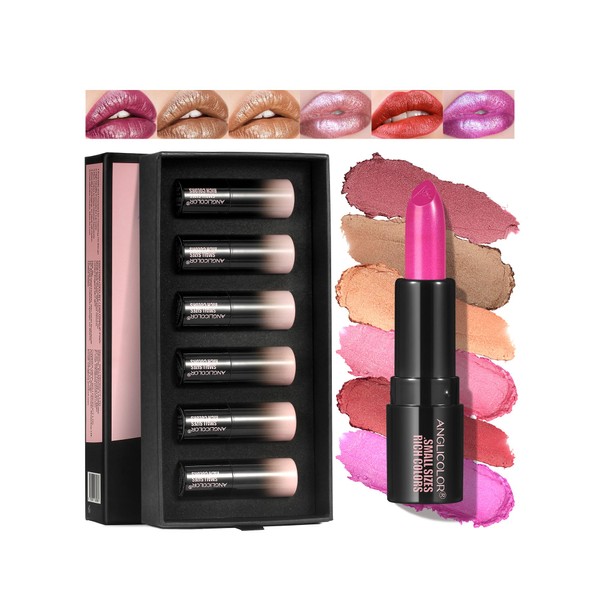 Anglicolor 6 Mini Set De Lápiz Labial Brillo MetáLico,Suave Labiales,No