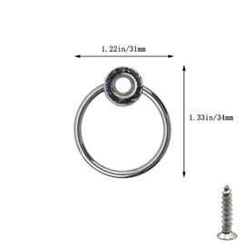 Pastlla 10 Pcs Retro Metal Round Ring Drawer Pulls 1.22" Diameter Ring Single Hole Antique Cabinet Ring Handle Knobs for Cabinet Cupboard Drawer Dresser (Silver)