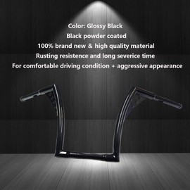 Gloss Black Ape Hangers Handlebar 12" Rise 1 1/4" Handle Bars Compatible with Harley Davidson Sportster XL 1200 883 Softail Dyna Touring Road Glide & King Models