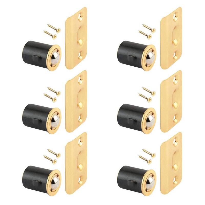 (6 Pack) Brass Plated Closet Door Drive-in Ball Catch with